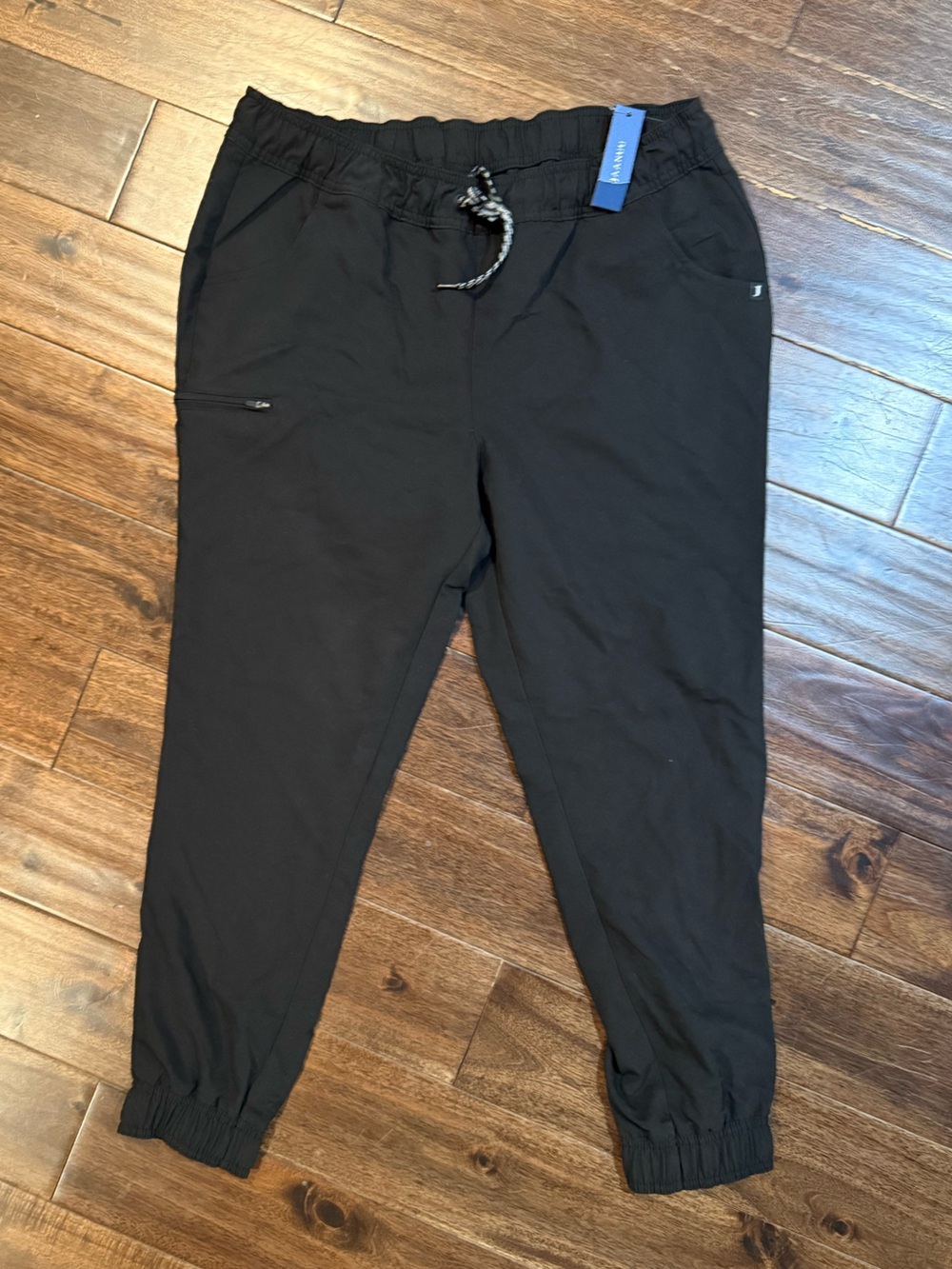 Jaanuu Black Womens  Drawstring Jogger Scrub Pants
